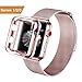 AdMaster for Apple Watch Band 38mm Stainless Steel Metal Replacement Wristband Milanese Sport Strap and Apple Watch Screen Protector for Apple Watch Series 3 2 1, Rose Gold