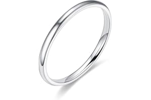 Moplusea 2mm Stainless Steel Classical Plain Stacking Band Statement Wedding Promise Ring For Women