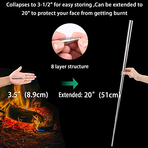 2Pack Pocket Fire Bellows, Extends from 3.5 to 20 inches, Portable