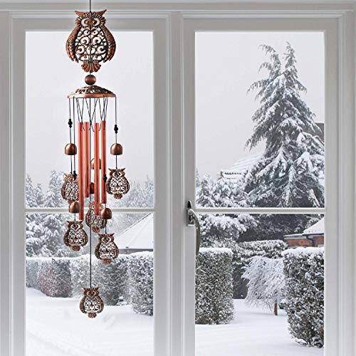 Alitake Owl Wind Chimes for Outside, Brass Wind Chimes Outdoor Clearance with S Hook Windchimes Indoor and Outdoor Decorations, Windchime Gifts for Mom Grandma Garden Gift Housewarming Gift