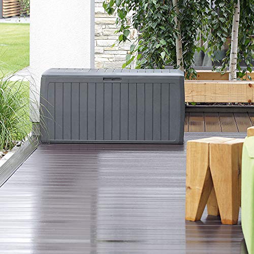 Casaria Auflagenbox Kunststoff Truhe Box Kissenbox 290L Gerätetruhe Kiste Gartentruhe Anthrazit – Bild 3