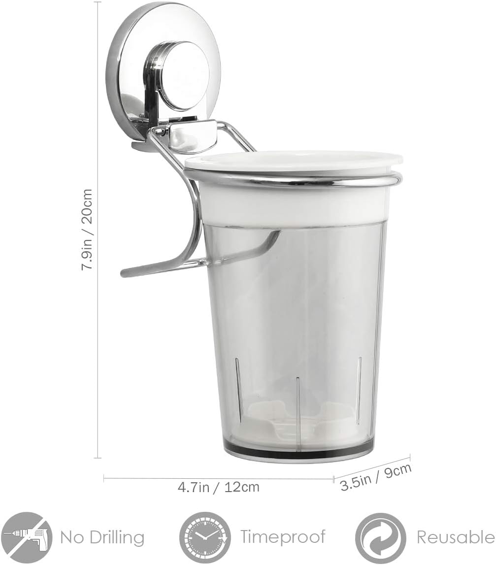 SWAMTIK Toothbrush Holder Suction Cup No Drilling Wall Mounted Toothpaste Holder Removable Stainless Steel and Razor Holder for Shower Bathroom, Utensil Holder for Kitchen, Rustproof: Kitchen & Dining