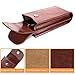 Fintie Double Glasses Case with Carabiner Hook, Portable Vegan Leather Eyeglass Case Anti-scratch Sunglasses Pouch, Brown