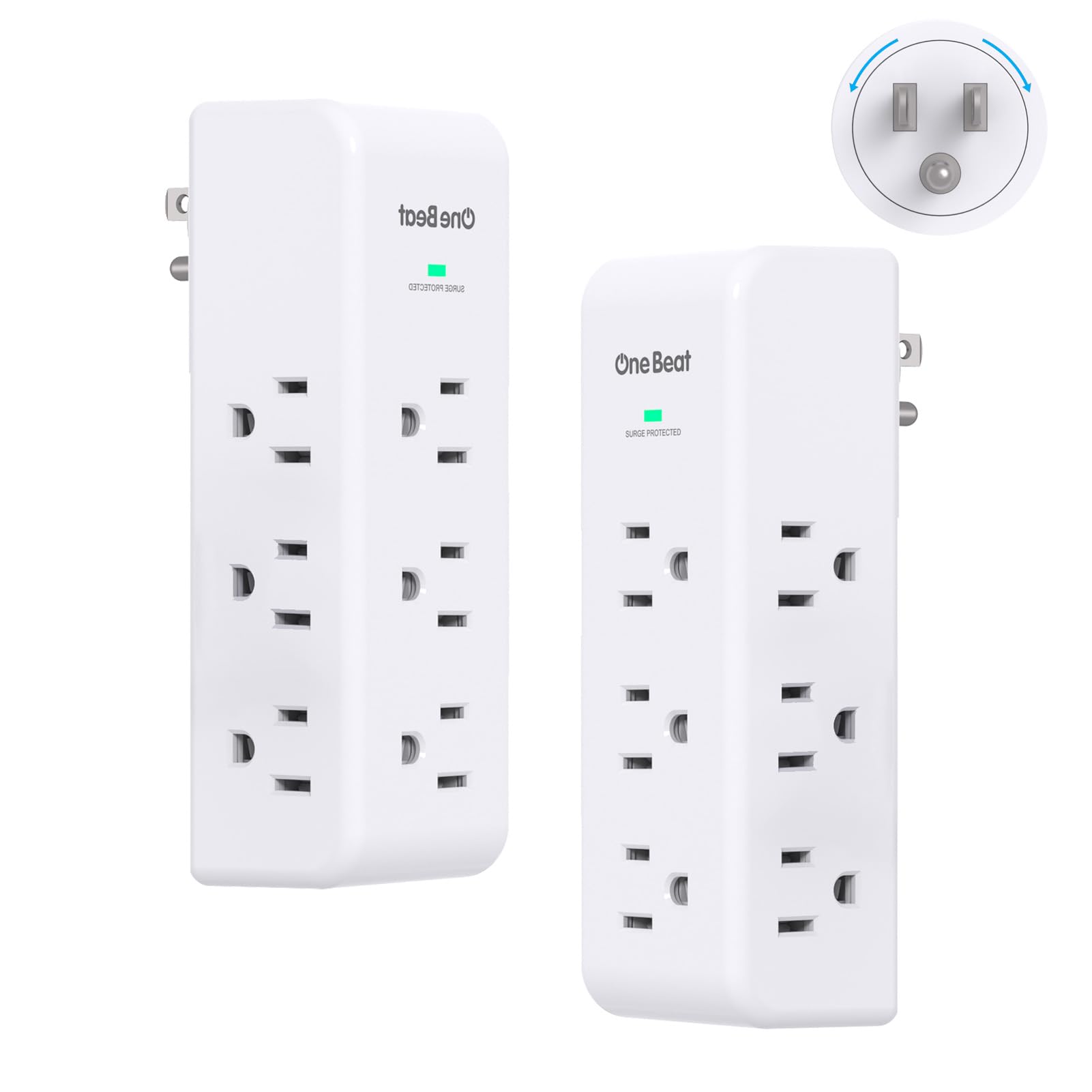 Photo 1 of 2 Pack Surge Protector Outlet Extender with Rotating Plug, 9 AC Multi Plug Wall Outlet Expander, 1800J Wall Charger, 3-Sided Power Strip Electrical Plug Adapter Outlet Splitter for Home Office Dorm