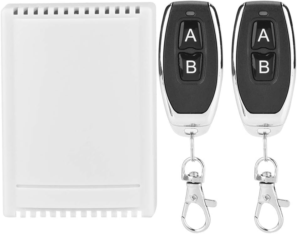 VBESTLIFE 2CH 433MHz RF Relay 2pcs Wireless Remote Control Switch Transmitter and Receiver Set for Door/Window/Alarm System/Security