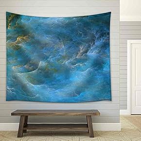 Abstract Shapes Made of Fractal Textures. - Fabric Wall Tapestry Home Decor - 51x60 inches