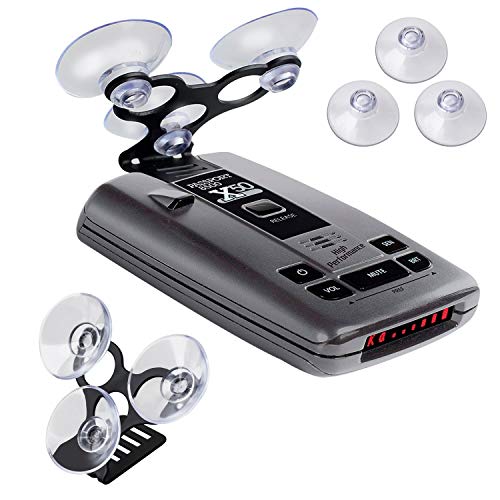 YiePhiot Windshield Suction Cup Mount Holder for Laser Detectors & Radar Escort Passport 9500ix 9500i 8500 7500 X80 X70 X50 Solo S2 S3 S4 SC 55 s75 Beltronics GX65 RX65 Red (Bracket & 6 Suction Cups)