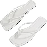 GORGLITTER Women's Square Open Toe Flip Flop Minimalist Thong Flat Sandals Slide On Summer Vacation 2026 Dressy Shoes