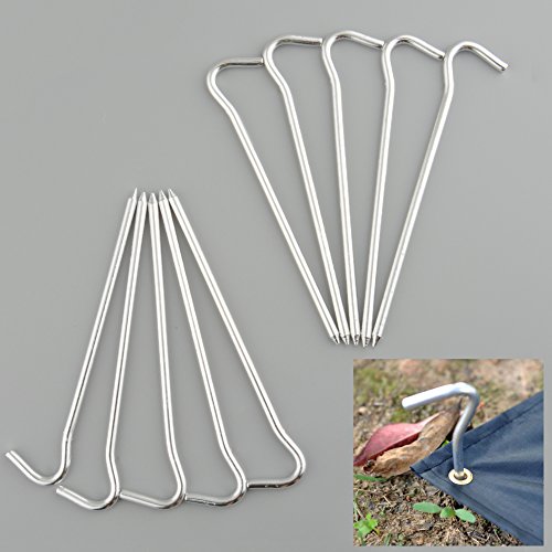 Goodjobb 10Pcs Alluminum Alloy Tent Peg Stake Hook Pin Nail Outdoor Camping Hiking Necessary Trip Traval Trek Survival Kits Tool - Thumbnail 5