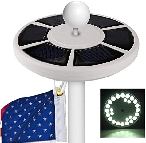 Sprise Solar Flag Pole Lights 26 LED Downlight for Most 15 to 25 Ft,Auto On/Off Night Light