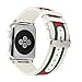 HUANLONG Compatible with Apple Watch Band, Nylon with Genuine Leather Sport Replacement Strap Wrist Band with Metal Adapter Clasp - 42mm - Red/Green/White