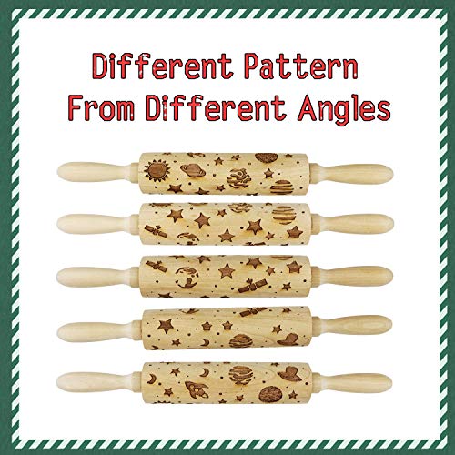 Embossed Rolling Pins with Design Christmas 3d Rolling Pin Wooden Decorative Rolling Pins for