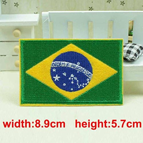 Nation Flag Emblem Iron On Patch Embroidered Applique National Country Sew Style (Brazil flag)