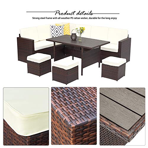 Wisteria Lane Patio Furniture Set, 7 Piece Outdoor Dining Sectional