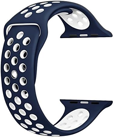 MOSKO Sport Band for Watch 38mm, Soft Silicone Strap Replacement Wristbands for Watch Sport Series 3 Series 2 Series 1(midnight-blue/white)