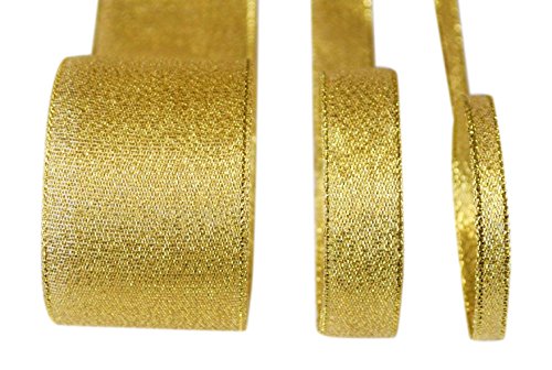 Ribbon Bazaar Metallic Lurex Ribbon 7/8 inch Gold 25 yards