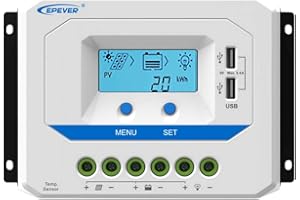 EPEVER® 60A Solar Charge Controller 12V/24V/36V/48V Auto Working PWM Solar Panel Charge Regulator with LCD Display and Powerful Dual USB Output