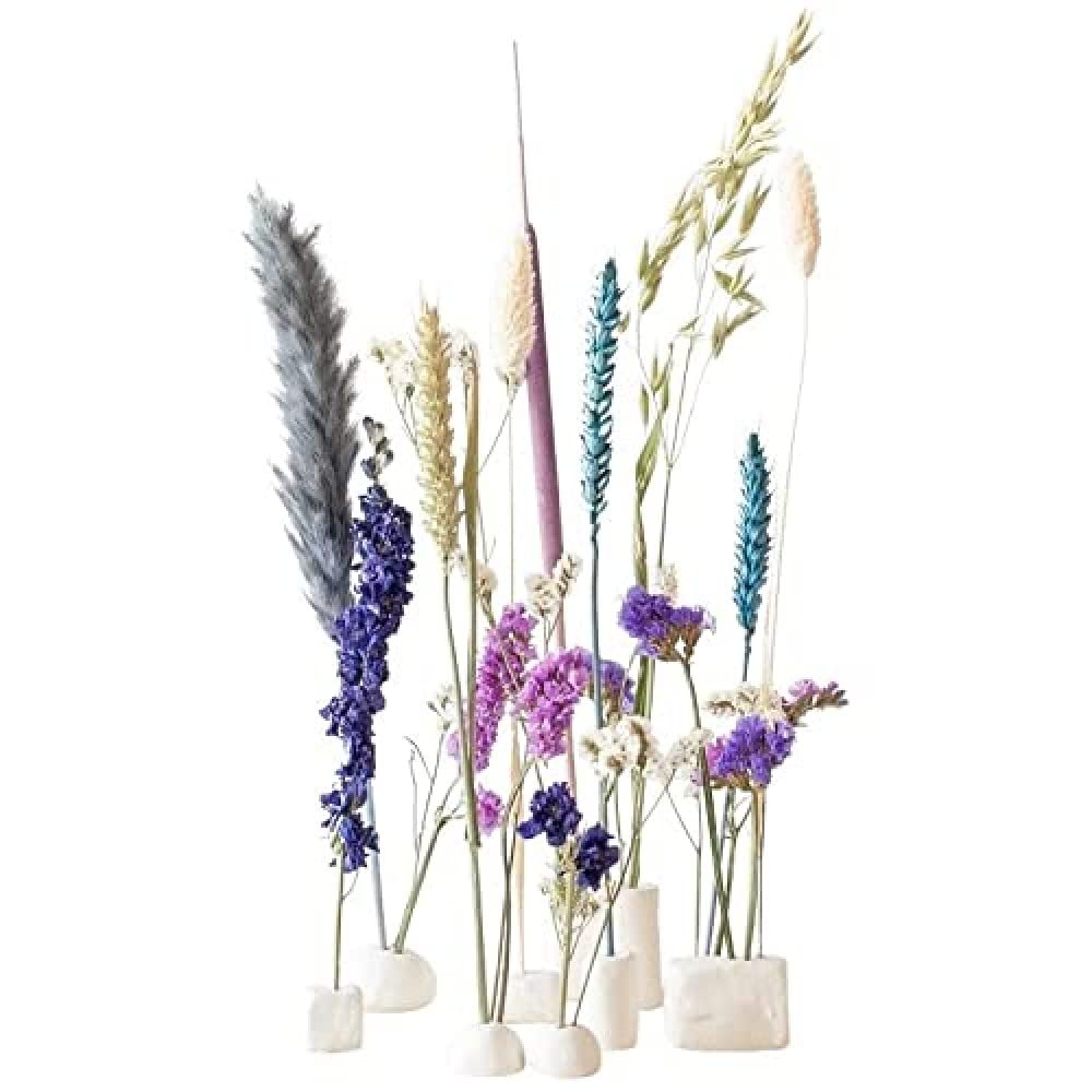 BloomPost Bloom & Clay Blue - White Clay with Dried Flowers ± 30cm Height - Blue Tones - DIY - Inspired by Nature - Unique Letterbox Gift, L133