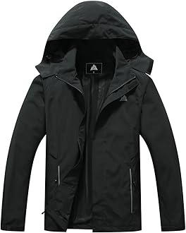 MOERDENG Men's Waterproof Rain Jacket 