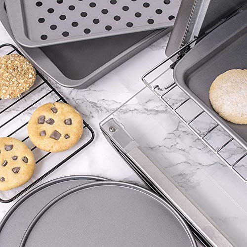 G & S Metal Products Company OvenStuff Personal Size 6-Piece Toaster Oven Set-Non-Stick Baking Pans, Easy to Clean and Perfect for Single Servings, Silver