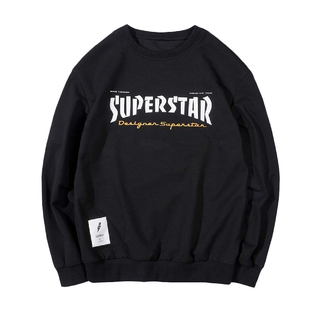 Vska Mens Long Sleeve O-Neck Print Fashionable Relaxed Sweatshirt