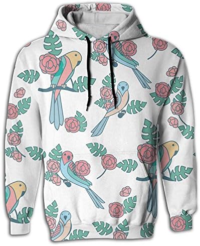 Wkylt Budgie Parrot Beauty Pattern Best Big Pockets Suit White Hoodie