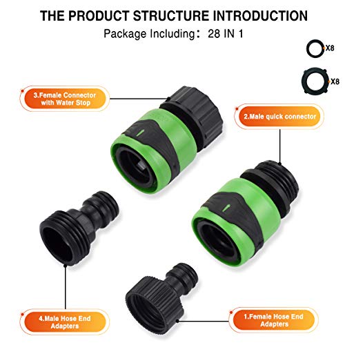 JUSONEY Garden Hose Quick Connect Male and Female Quick Link and