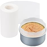 Wexpw Cake Pan Side Liner Roll - 4 in x 164 ft Parchment Paper Strips for Baking, White Precut Circles