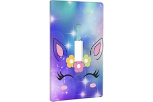 MFYDJIR purple cute unicorn Single Toggle Light Switch Cover Decorative Wall Plate 1 Gang for Girls Kids Room Bedroom Decor One Lightswitch Design