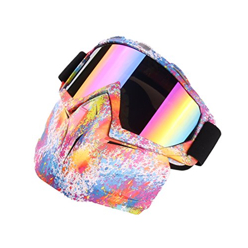 Fcoson Tactical Mask Goggles Set Removable Half Face Mask for Airsoft Paintball Shooting Motorcycle Nerf CS Colorful