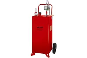 VEVOR 30 Gallon Fuel Caddy, Fuel Storage Tank on 2 Wheels, Portable Gas Caddy with Manual Transfer Pump, Gasoline Diesel Fuel Container for Cars, Lawn Mowers, ATVs, Boats, More, Red