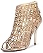 Littleboutique Women Embellished Cutout High Heel Bootie Rhinestone Sandal Heels Dress Sandals Gold 7