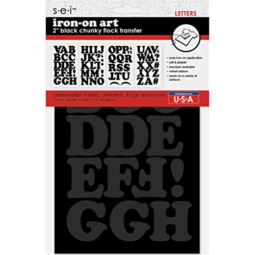 Sei 2" Black Chunky Flock Iron-on Transfer Letters