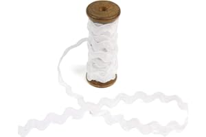 BIAS BESPOKE 3 Yards of Polly 8mm Rigid RIC-Rac Trim on a Wooden Spool, White