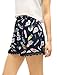 Allegra K Women's Summer Shorts Floral Printed Lace Trim Elastic Waist Beach Shorts X-Large Blue-Feather