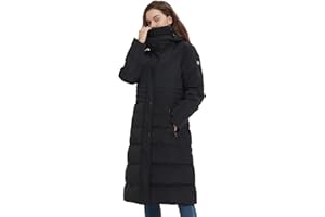 IKAZZ Women's Winter Coats, Thickened Warm Insulated Vegan Down Long Parka Jacket with Hood