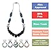 Baby Teething Necklace for Mom: Silicone Baby Teether Necklace for Teething Pain Relief In Babies & Toddlers| Sturdy & Stylish Chewable Necklace for Boys & Girls| Great Gift (Black/Marble/Grey/Marble)