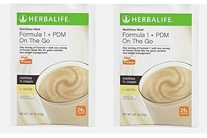 Herbalife Formula 1 + PDM On The Go: 24g of Protein 7 Packets per Box (Cookies and Cream + Vanilla), Protein For Energy and Nutrition, sustain Energy and Satisfy Hunger