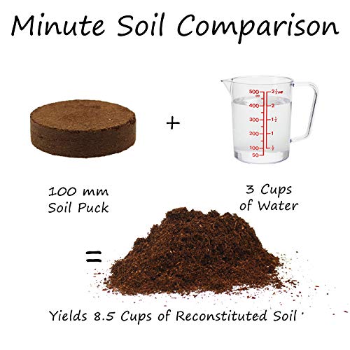 Minute Soil - Compressed Coco Coir Fiber Grow Medium - 100 MM Discs - 10 Pack = 4.25 Gallons of Pott - //coolthings.us