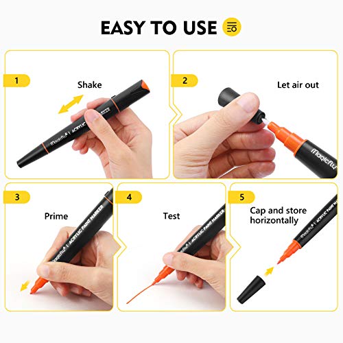 Magicfly 24 Colors Acrylic Paint Markers, DoubleSided Acrylic Paint