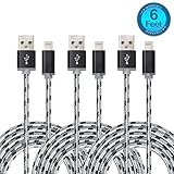 Flebi Apple Charger Lightning to USB Cable Nylon Braided Cord - 6 Feet ( 3 Pack )