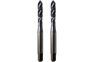 WKSTOOL 6-32 UNC P2 2Pcs/Set TiCN Coated High Speed Steel Precision Spiral Flute Taps Hole Threading Tapping Tools for Alloys