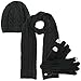 Cable Knit 3 Piece Beanie Hat Texting Gloves & Matching Scarf Set