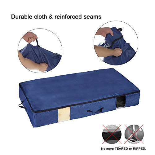 ACMETOP Ultra Large Under Bed Storage for Clothes, Blanket, Comforters, Linen, Shoes, Household Under-bed & Closet Organizer – Durable & Reusable, 2 Pack (Navy) (2-Pack, Navy)
