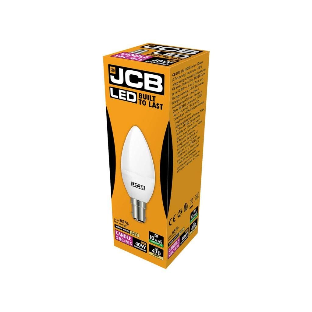JCB 3w = 25w / 6w = 40w LED Opal Candles - 3000k - Warm White (6w = 40w, Small Bayonet Cap (SBC)