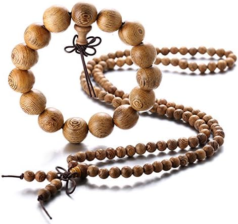 Koala Club MASTER Men's Women's Wrap Bracelet Natural Wenge PANGA-PANGA Wood 108 Buddha Beads 6mm 14mm Set