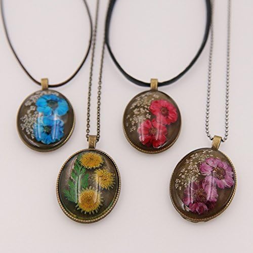 Pressed Real Chrysanthemums and Sunflower Necklace, Unique Dried Flower Necklace ,Unusual Brass Necklace, Botanical Necklace ,Dried Flower Glass Dome Jewelry, Glass Cabochon Jewelry