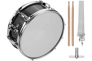 Sunydog 12inch Snare Drum with Drumsticks Shoulder Strap Drum Key, Percussion Instrument for Students Beginners Portable Marching Snare Drum Set (Black)