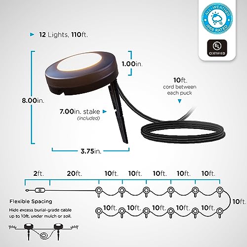 Enbrighten LED Ground Lights, 12 Path Lights, 110ft, Color Changing