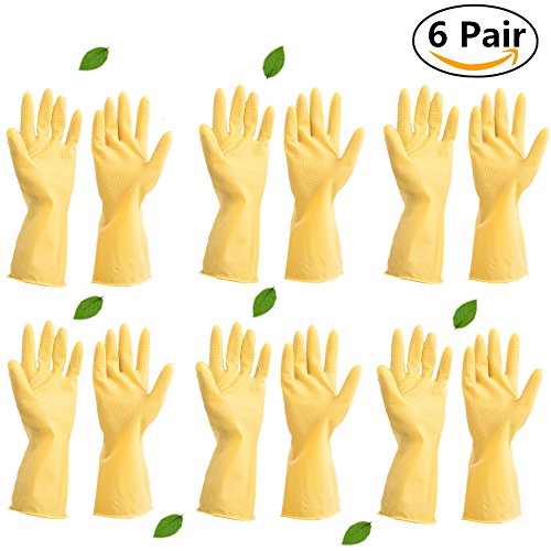 Tsyware 12 Gloves (6 Pairs) Unbreakable Heavy Duty Kitchen Rubber
